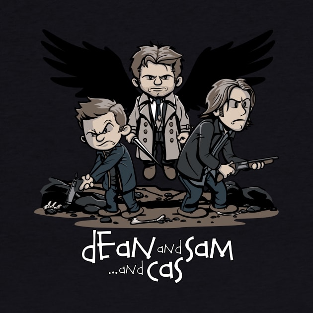 Dean and Sam... and Cas by SixEyedMonster